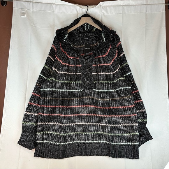 TORRID Women’s Size 3X 3 22-24 Sweater Multi Stripe Chunky Yarn Hoodie NWT - Picture 2 of 15